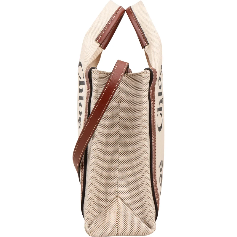 Chloé Canvas Small Woody Tote Crossbody Handbag