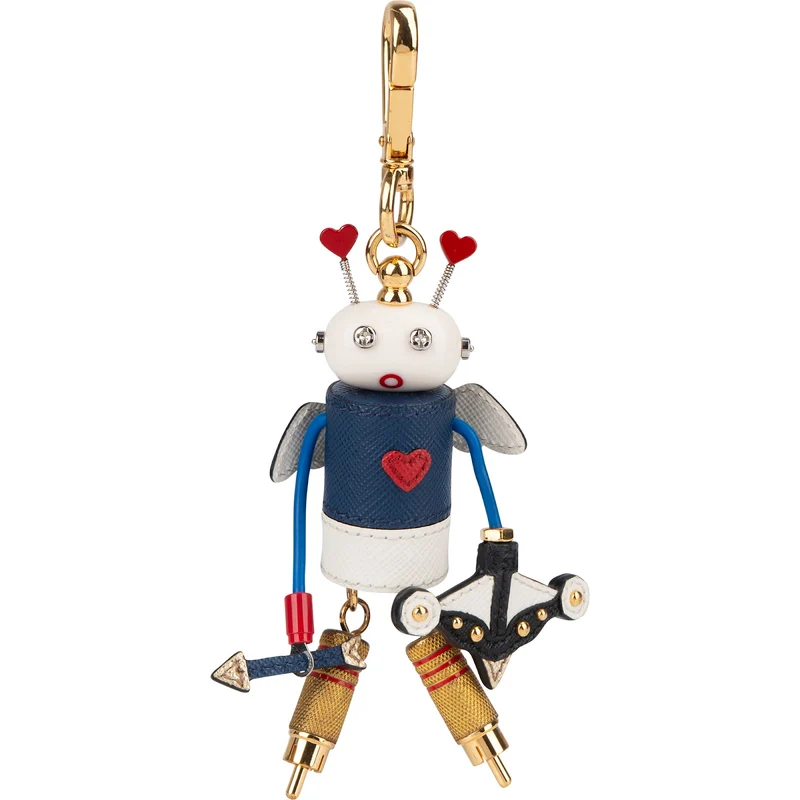 Prada Saffiano Leather Metal Amor Cupido Robot Bag Charm Accessoires