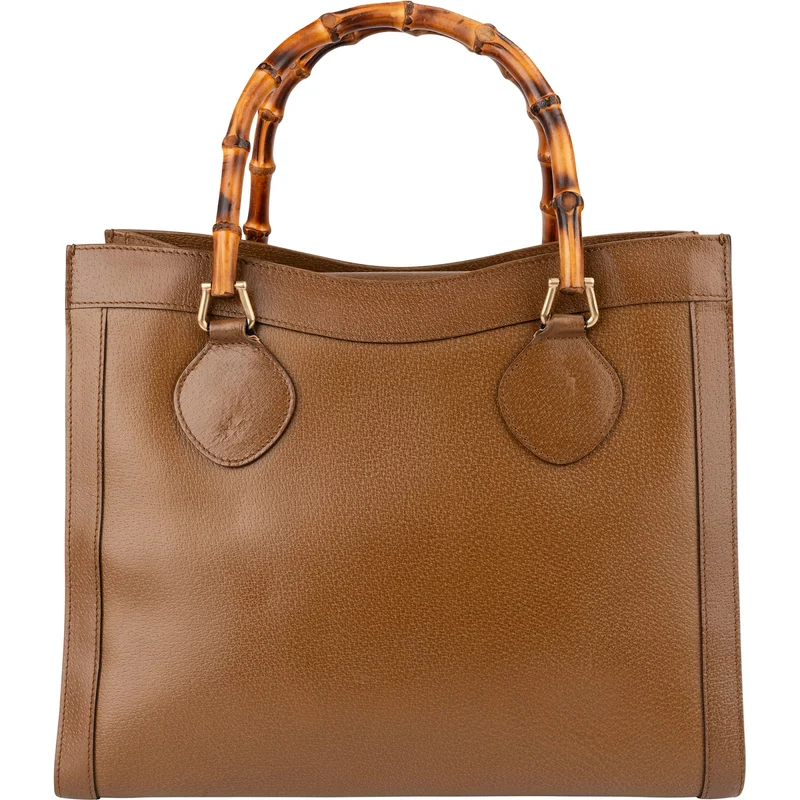 Gucci Brown Leather Bamboo Top Handle Handbag