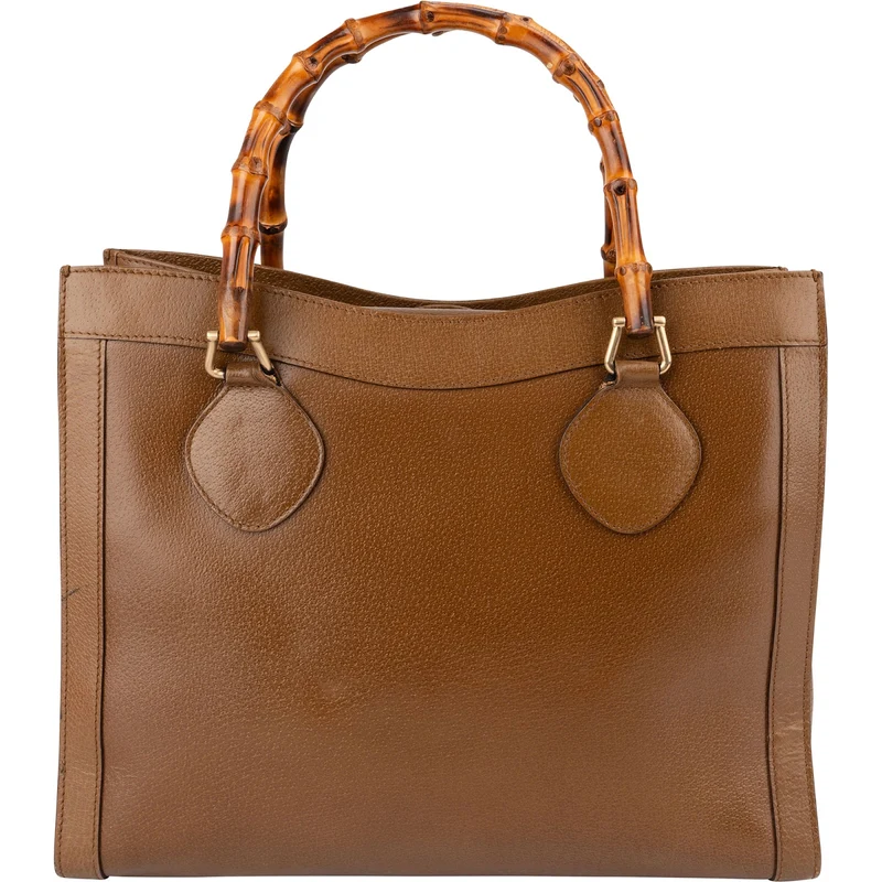 Gucci Brown Leather Bamboo Top Handle Handbag