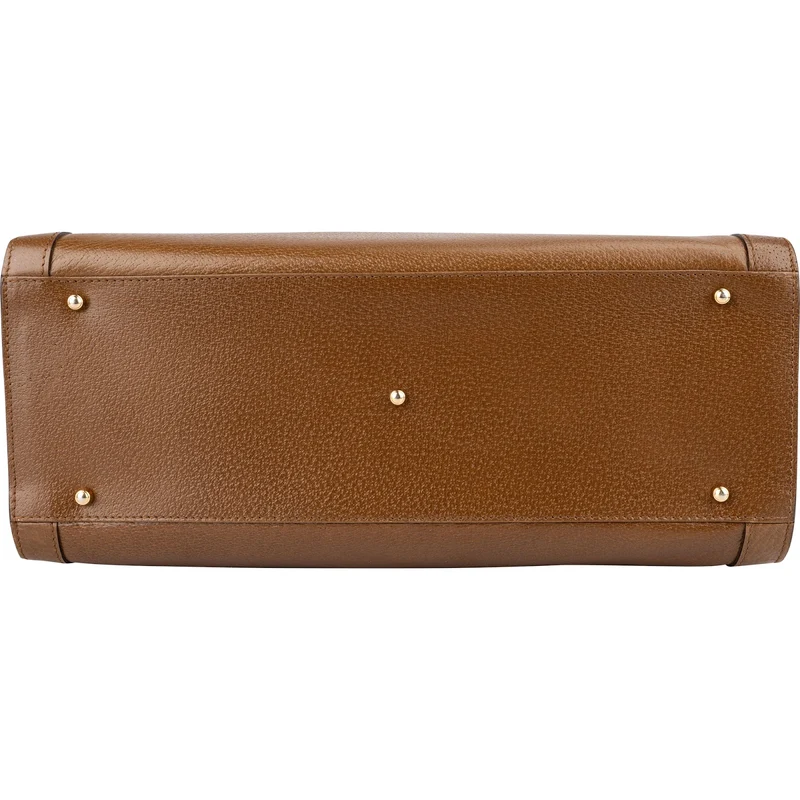 Gucci Brown Leather Bamboo Top Handle Handbag