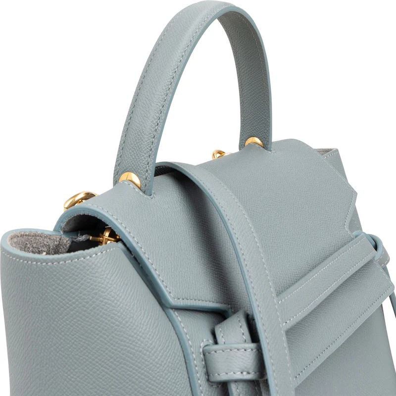 Celine Light Blue Leather Grained Calfskin Belt Handbag