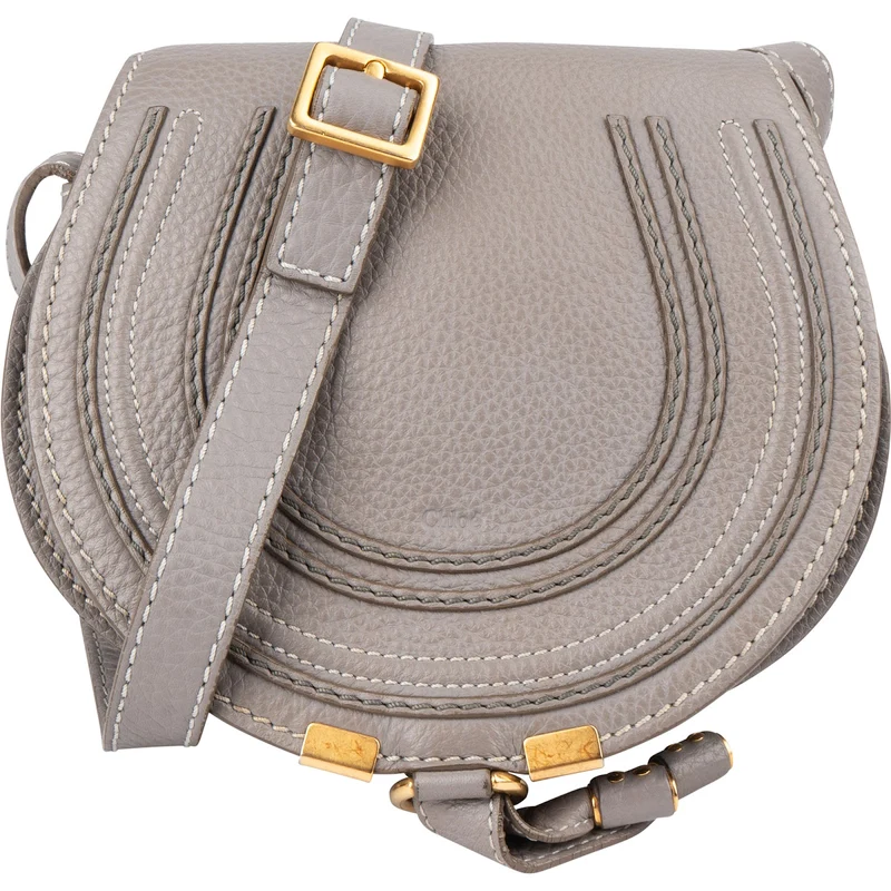 Chloé Grained Leather Marcie Small Saddle Crossbody Bag