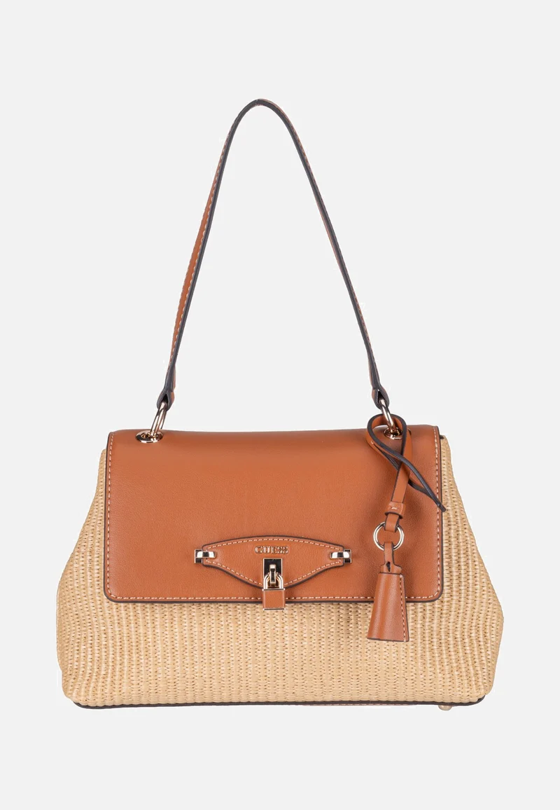 Maggie Straw Flap 53190 Natural/Caramel - Schultertasche