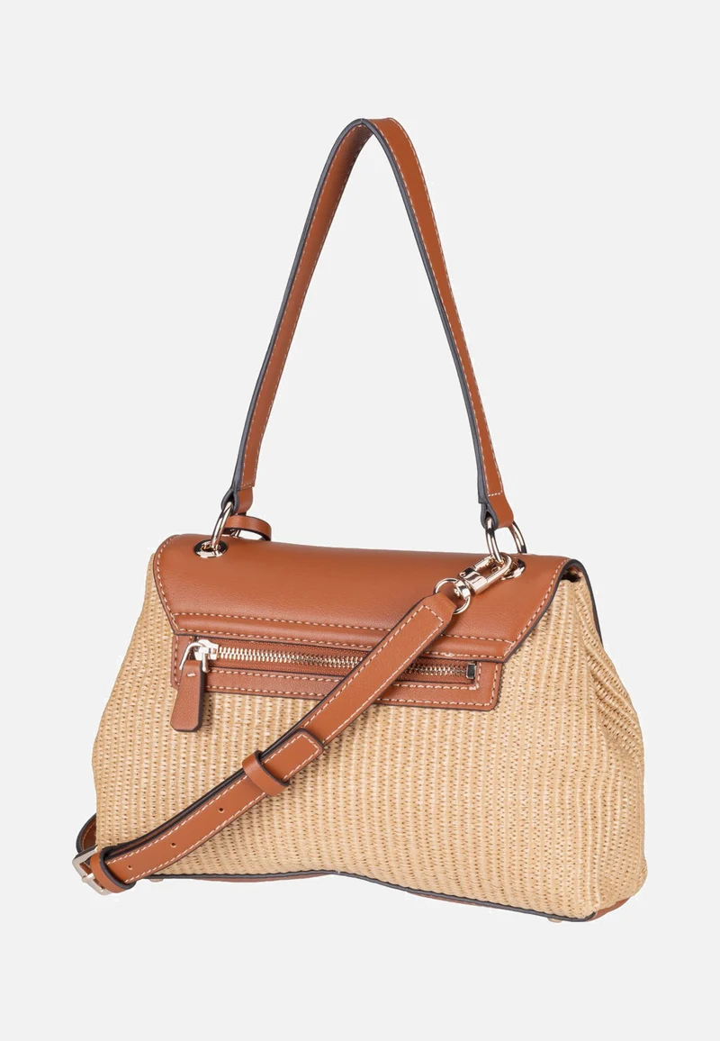 Maggie Straw Flap 53190 Natural/Caramel - Schultertasche