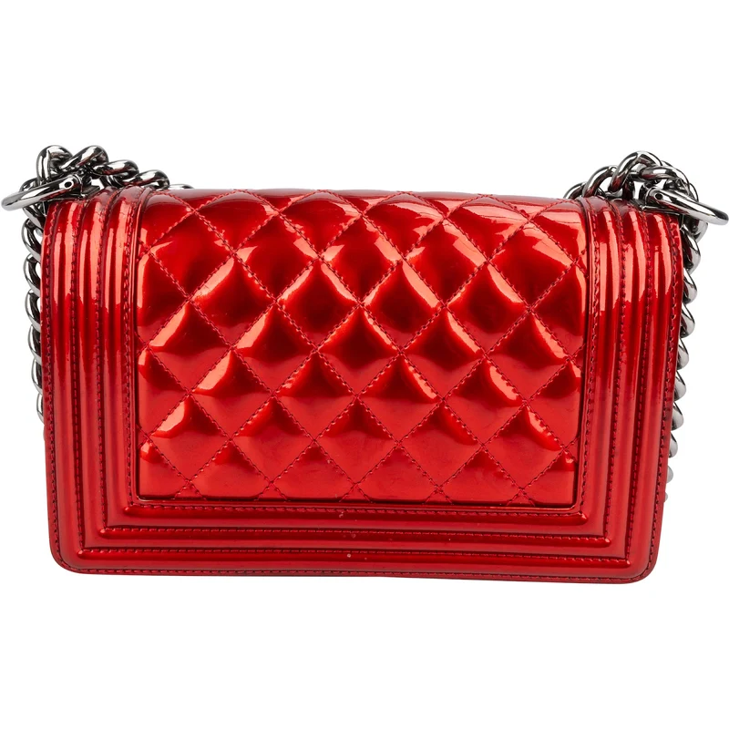 Chanel Quilted Patent Leather Small Boy Single Flap Crossbody Bag