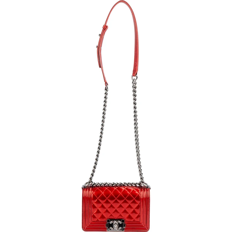 Chanel Quilted Patent Leather Small Boy Single Flap Crossbody Bag