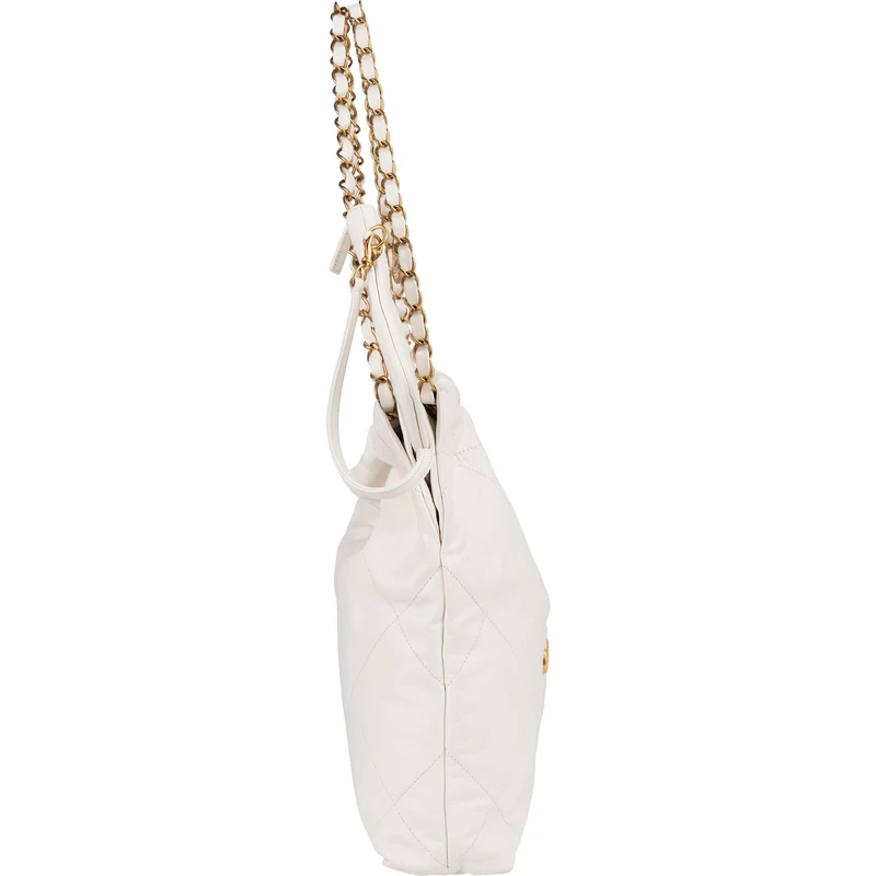Chanel 22 White Quilted Lambskin Hobo Shoulder Bag