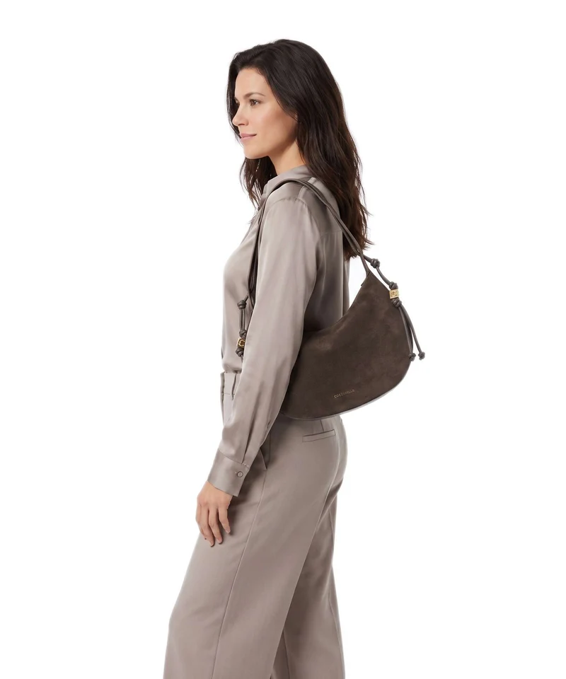 Coccinelle Thess Suede Beuteltasche fango