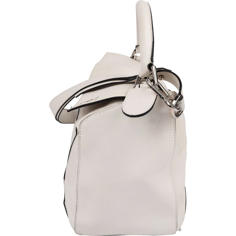 Loewe White Leather Puzzle Large Shoulder Bag