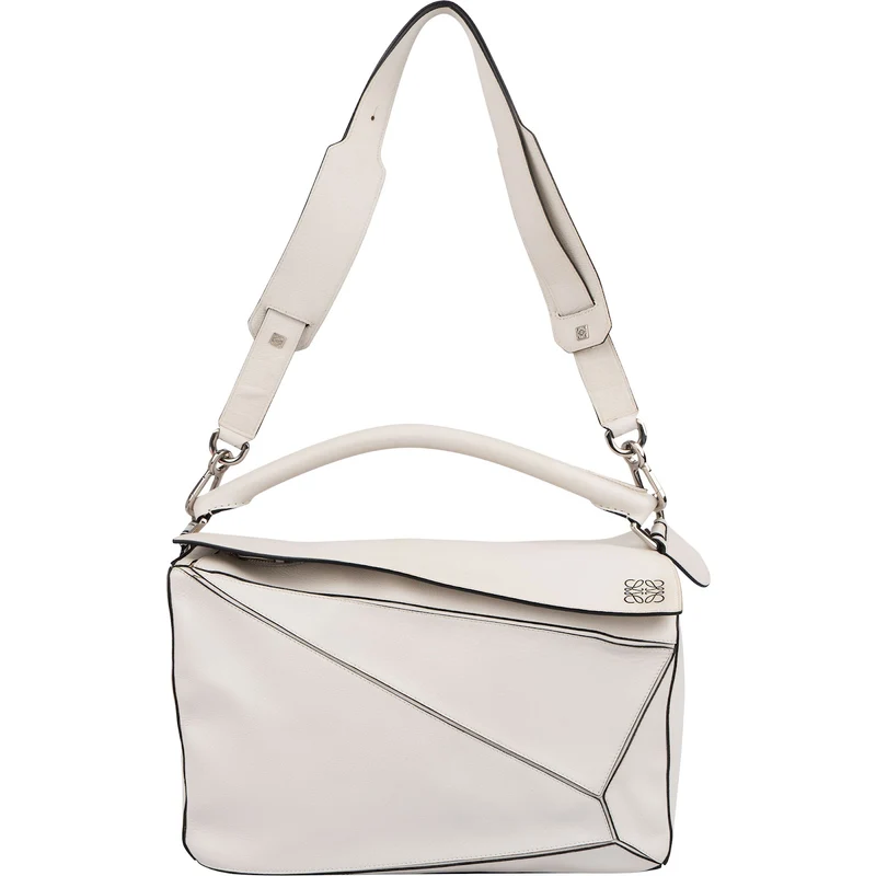 Loewe White Leather Puzzle Large Shoulder Bag