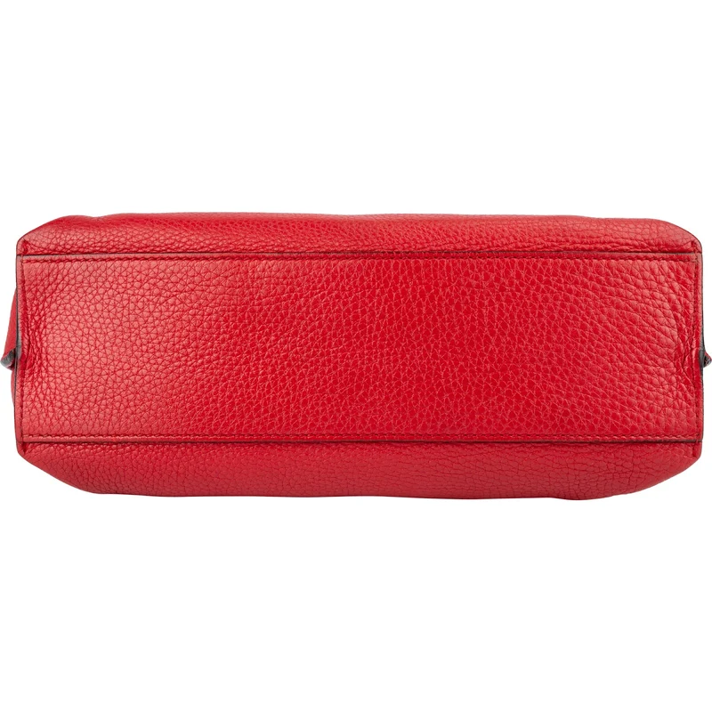 Gucci Red Pebbled Leather Bamboo Daily Top Handle Handbag