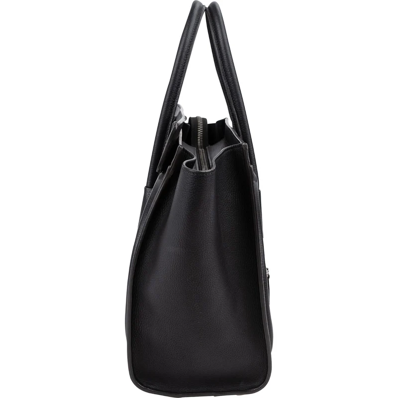 Céline Black Grained Leather Luggage Handbag