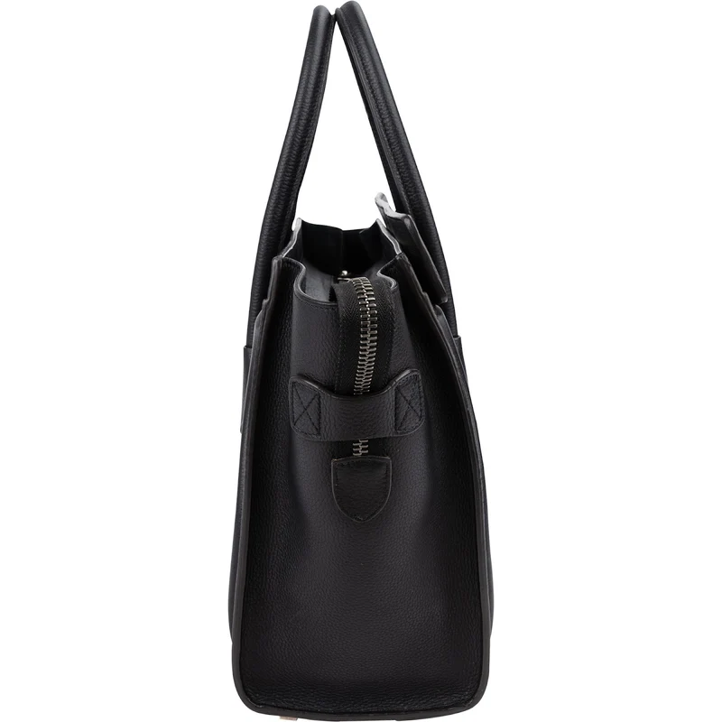 Céline Black Grained Leather Luggage Handbag