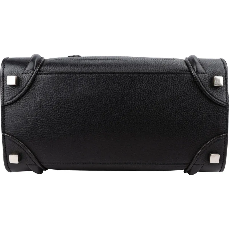 Céline Black Grained Leather Luggage Handbag