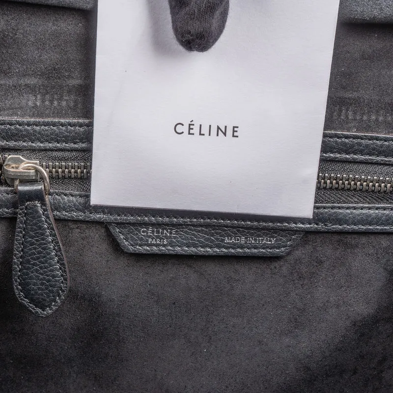 Céline Black Grained Leather Luggage Handbag