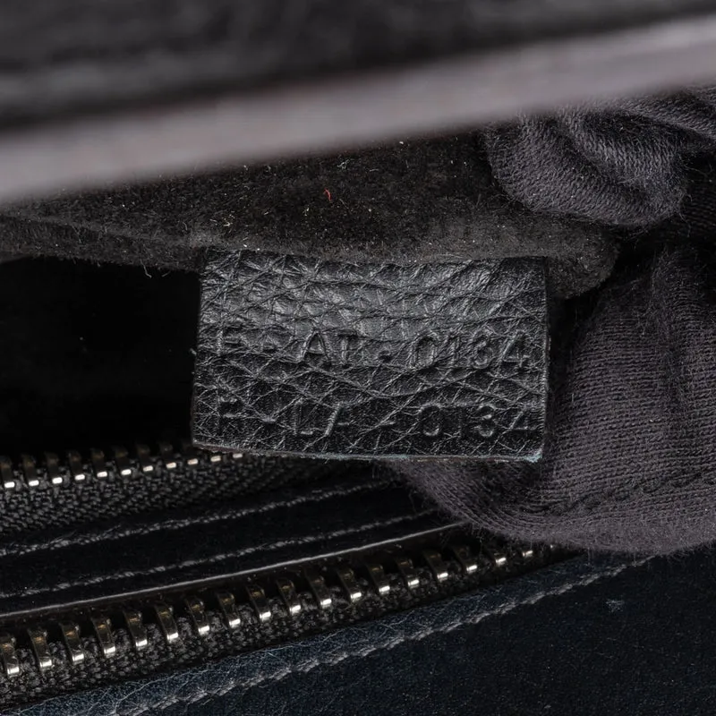 Céline Black Grained Leather Luggage Handbag