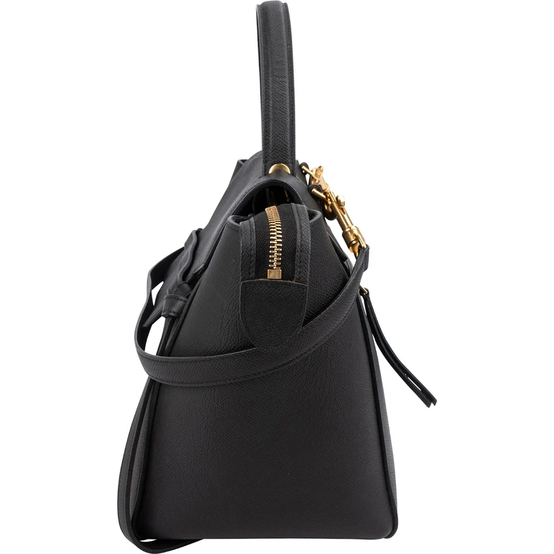 Céline Black Leather Grained Calfskin Belt Handbag