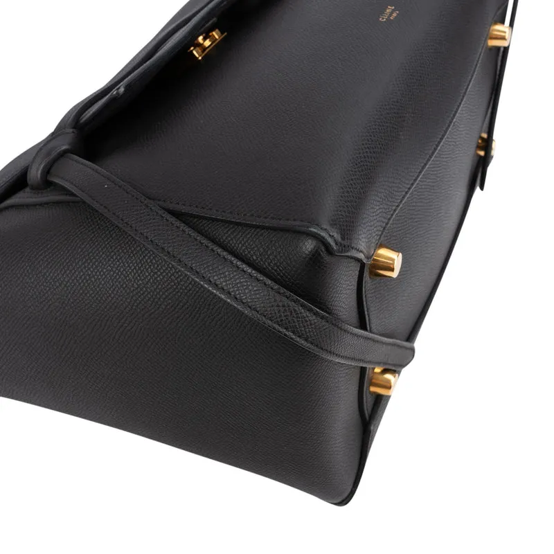 Céline Black Leather Grained Calfskin Belt Handbag