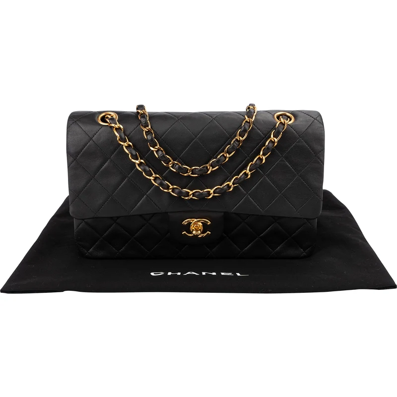 Chanel Quilted Lambskin Medium 24K Gold Double Flap Shoulder Bag