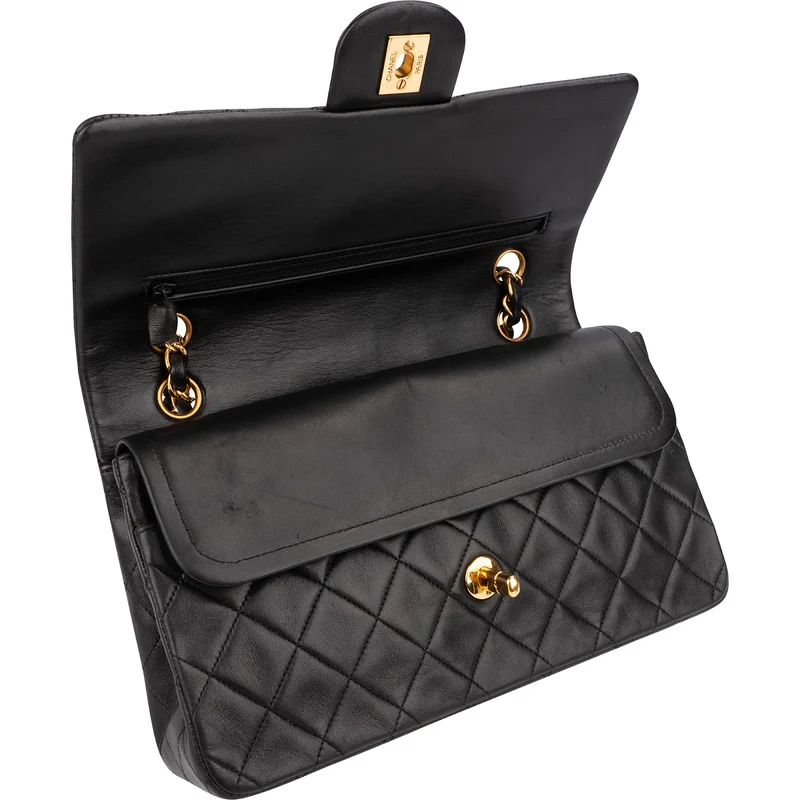 Chanel Quilted Lambskin Medium 24K Gold Double Flap Shoulder Bag