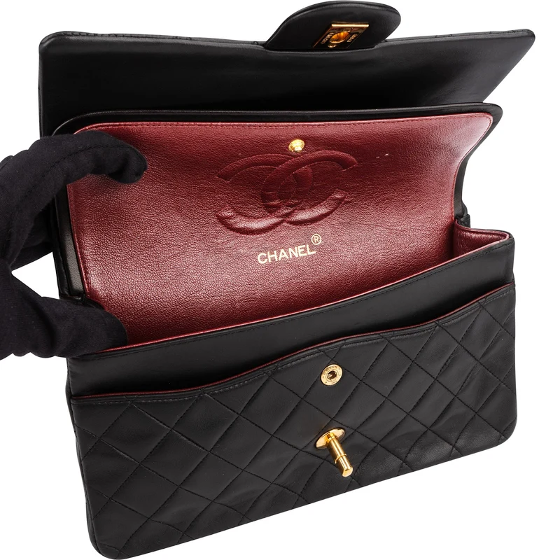 Chanel Quilted Lambskin Medium 24K Gold Double Flap Shoulder Bag