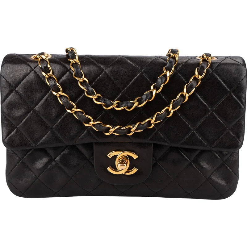 Chanel Quilted Lambskin 24K Gold Small Double Flap Shoulder Bag