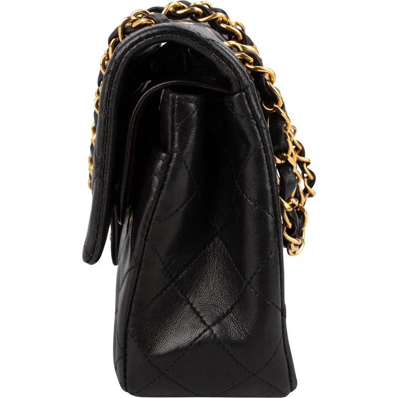 Chanel Quilted Lambskin 24K Gold Small Double Flap Shoulder Bag