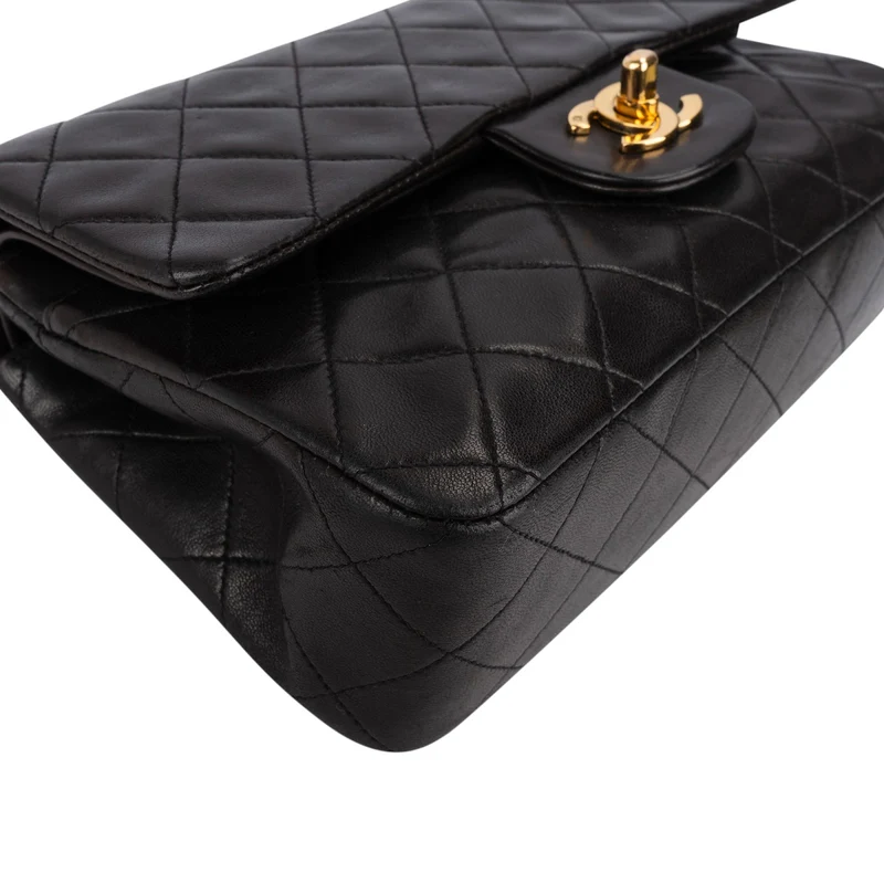 Chanel Quilted Lambskin 24K Gold Small Double Flap Shoulder Bag