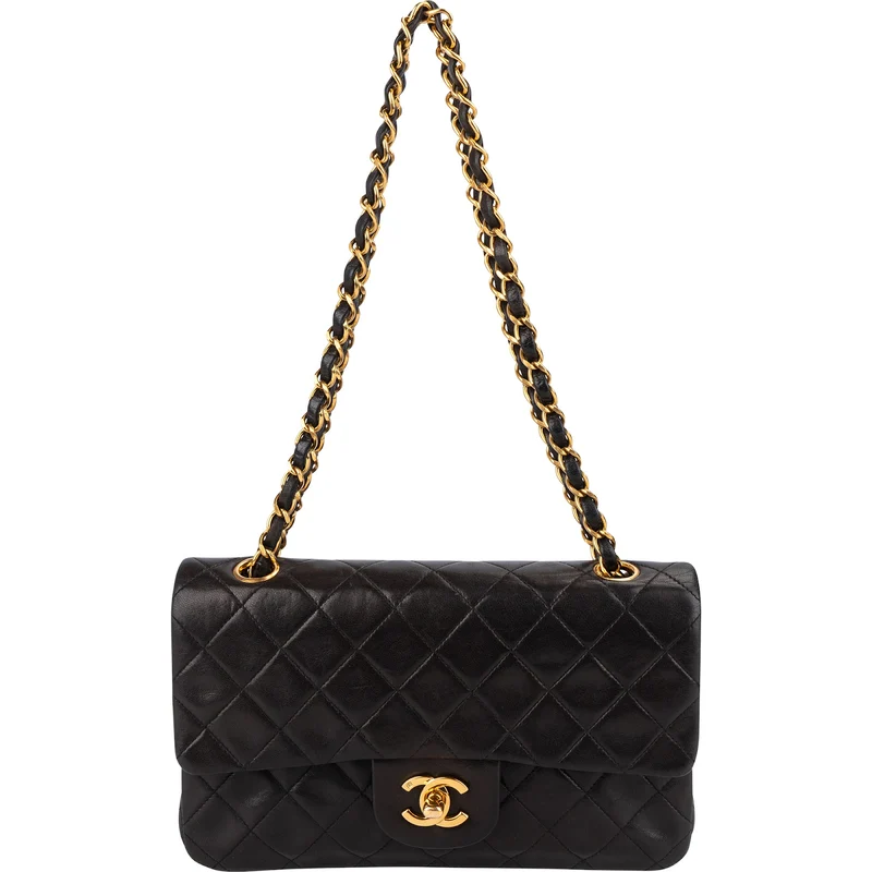 Chanel Quilted Lambskin 24K Gold Small Double Flap Shoulder Bag