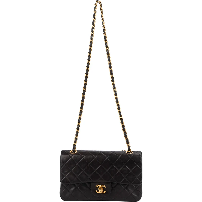 Chanel Quilted Lambskin 24K Gold Small Double Flap Shoulder Bag
