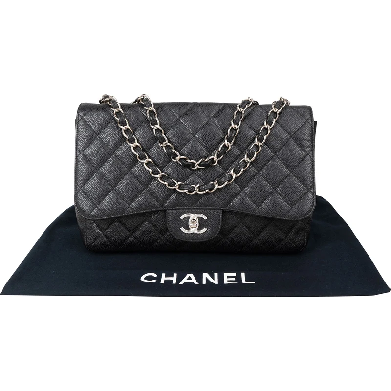 Chanel Quilted Caviar Leather Jumbo Single Flap Crossbody Bag