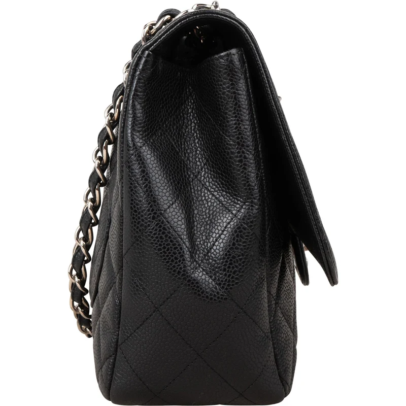 Chanel Quilted Caviar Leather Jumbo Single Flap Crossbody Bag