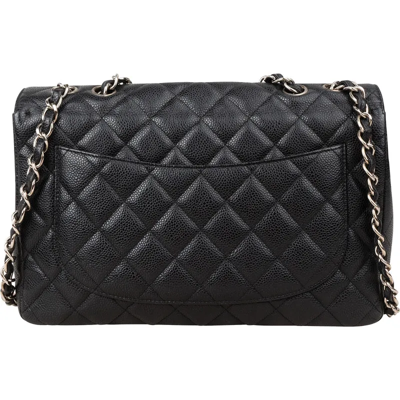 Chanel Quilted Caviar Leather Jumbo Single Flap Crossbody Bag