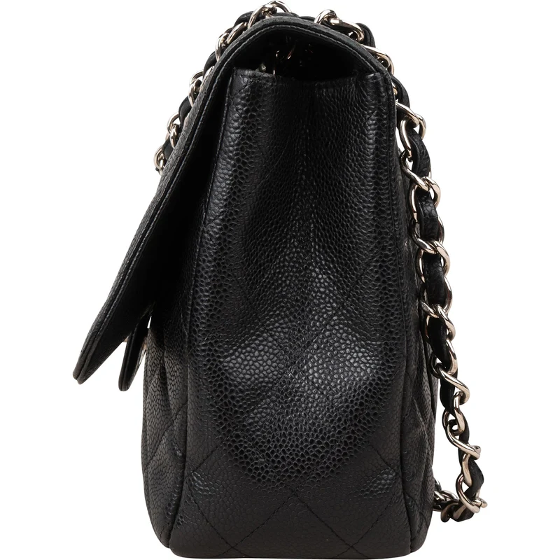 Chanel Quilted Caviar Leather Jumbo Single Flap Crossbody Bag