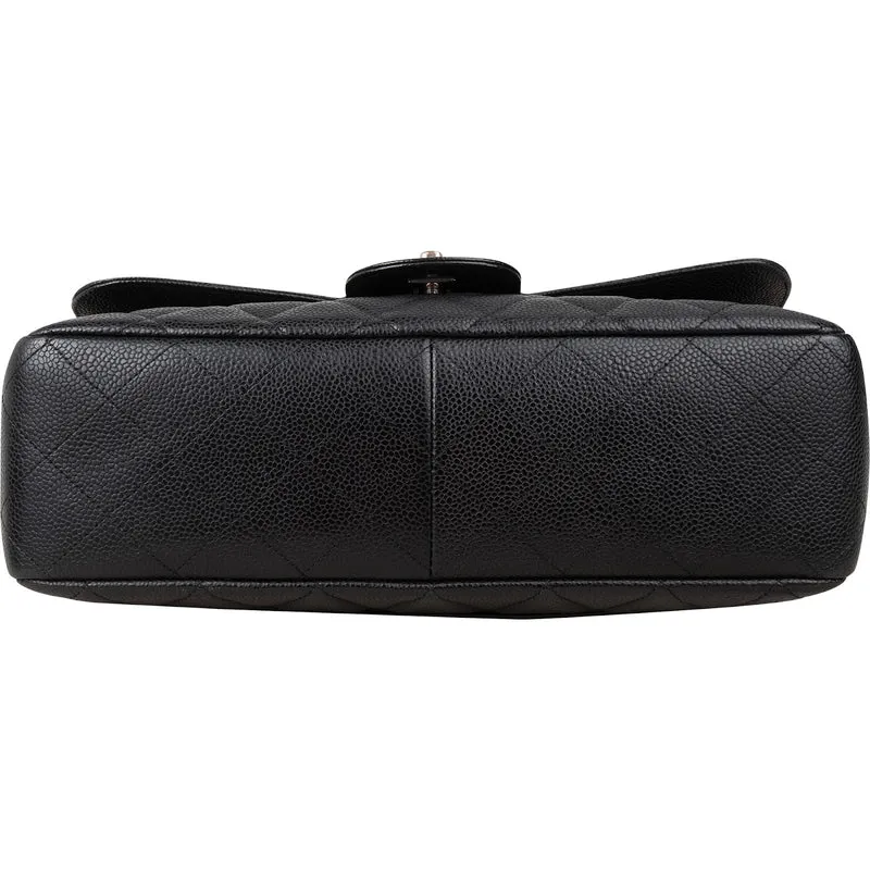 Chanel Quilted Caviar Leather Jumbo Single Flap Crossbody Bag