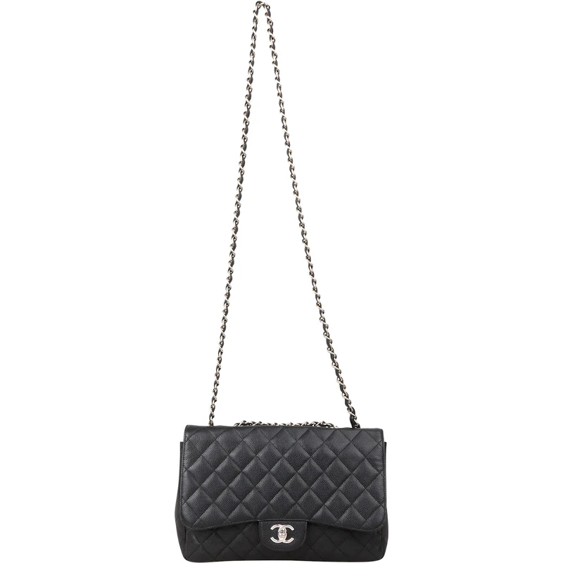 Chanel Quilted Caviar Leather Jumbo Single Flap Crossbody Bag