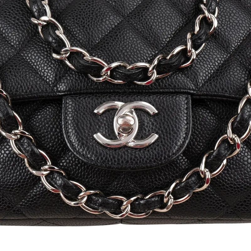 Chanel Quilted Caviar Leather Jumbo Single Flap Crossbody Bag