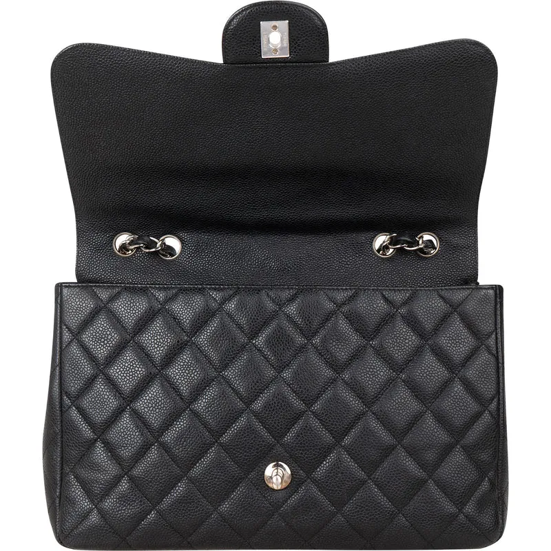 Chanel Quilted Caviar Leather Jumbo Single Flap Crossbody Bag