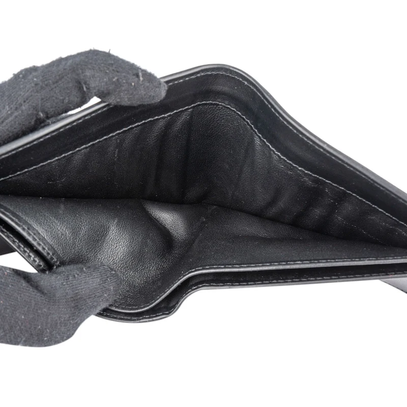 Saint Laurent Leather YSL Shield Patch Bifold Wallet