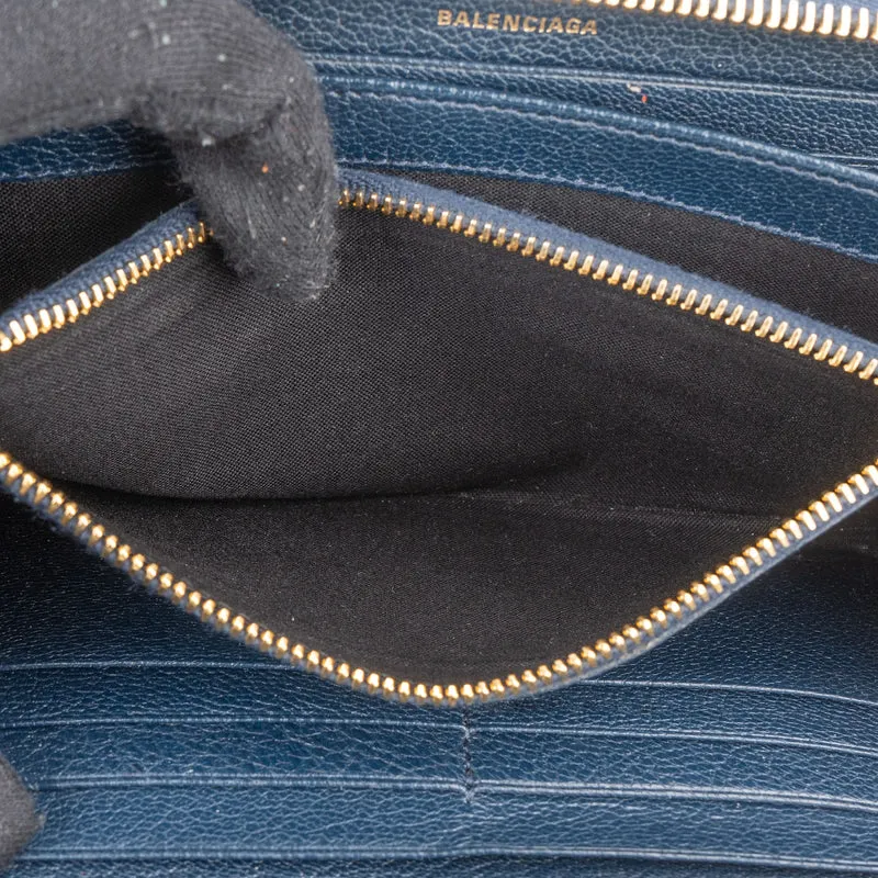 Balenciaga Classic Blue Continental City Zip Around Wallet