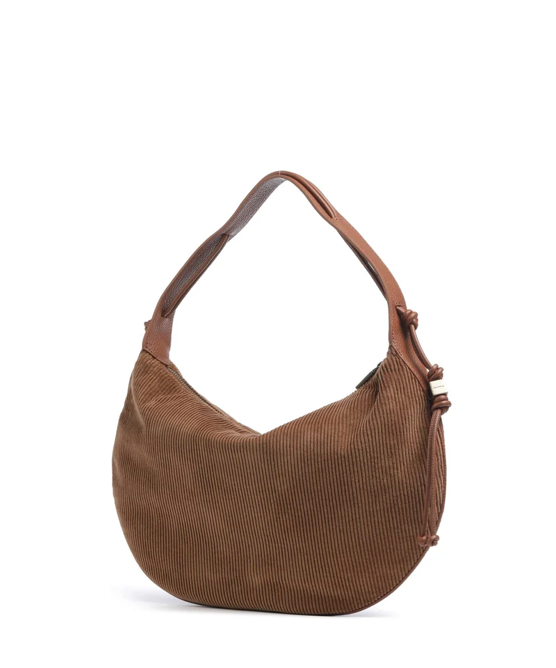 Coccinelle Thess Corduroy Beuteltasche cognac