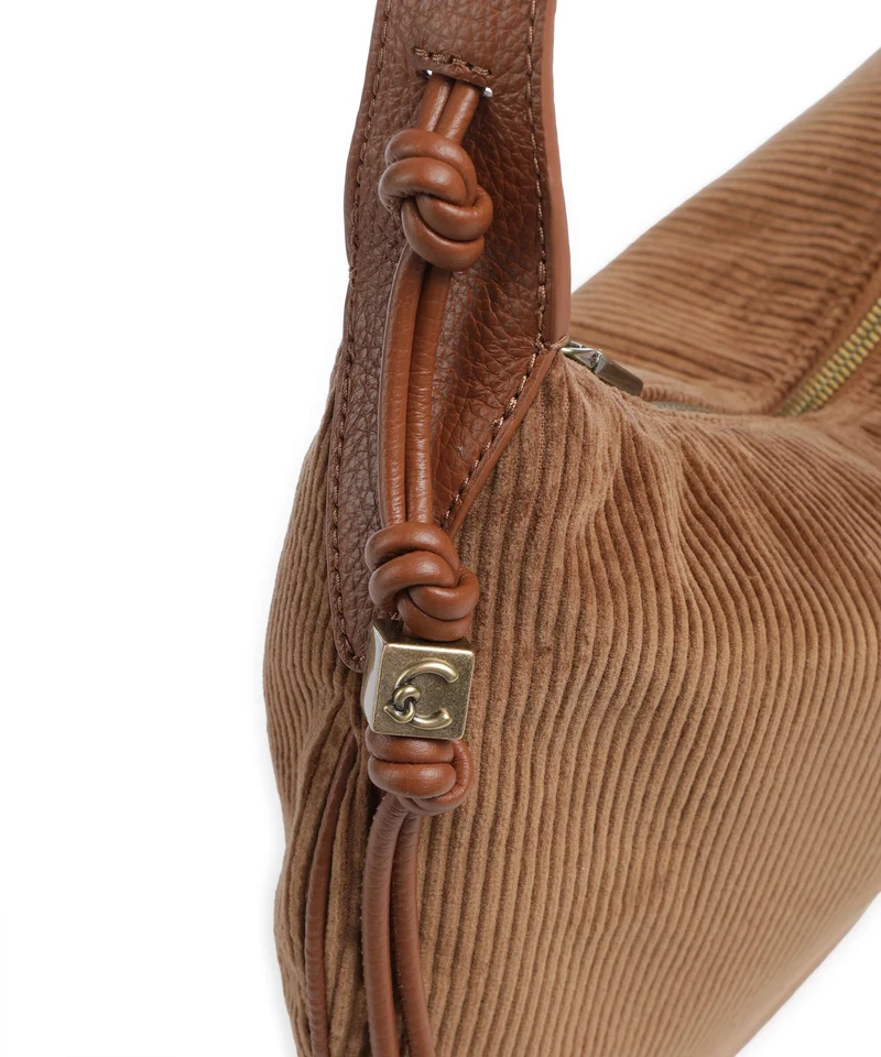 Coccinelle Thess Corduroy Beuteltasche cognac