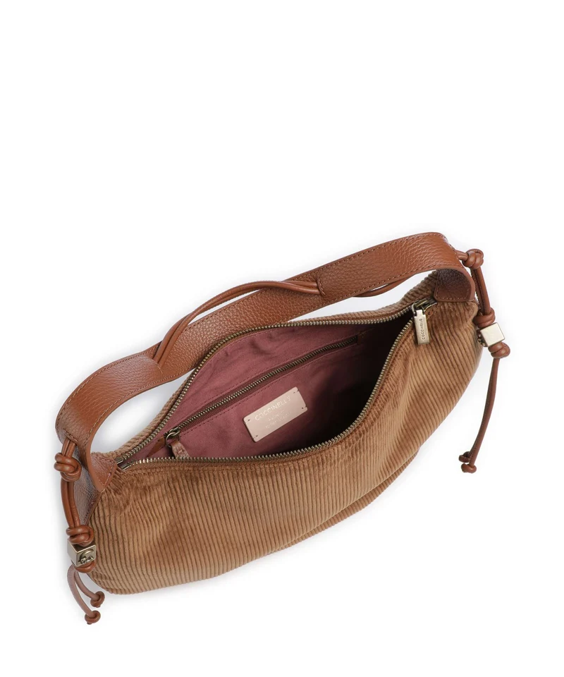 Coccinelle Thess Corduroy Beuteltasche cognac