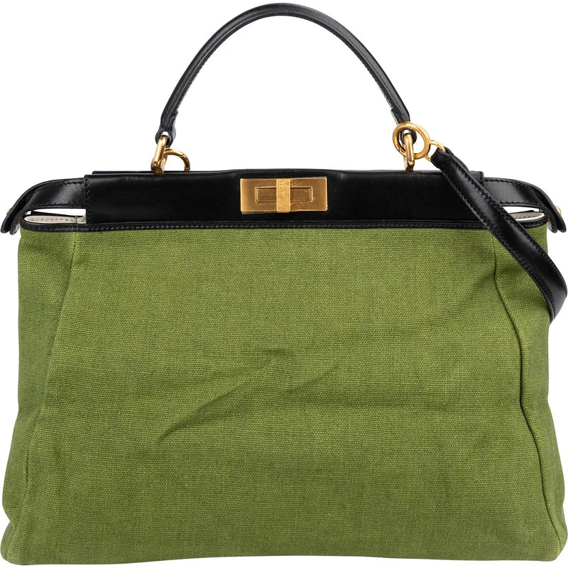 Fendi Limited Floral Embroidered Denim Peekaboo Handbag