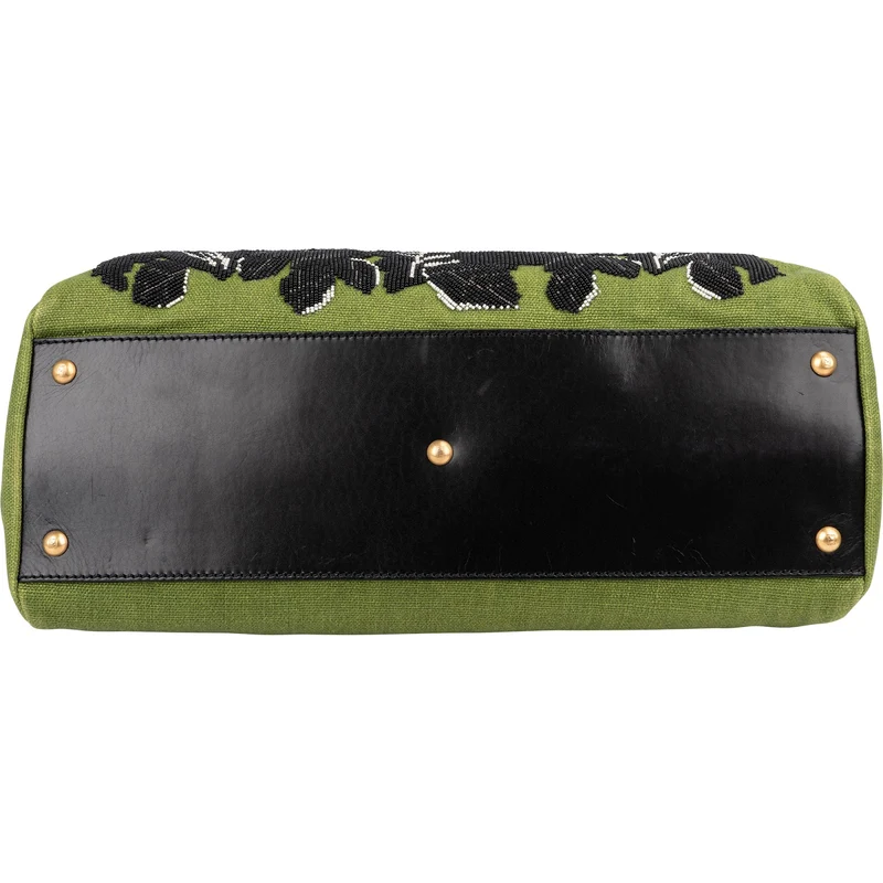 Fendi Limited Floral Embroidered Denim Peekaboo Handbag