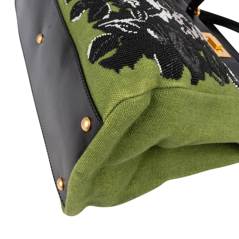 Fendi Limited Floral Embroidered Denim Peekaboo Handbag