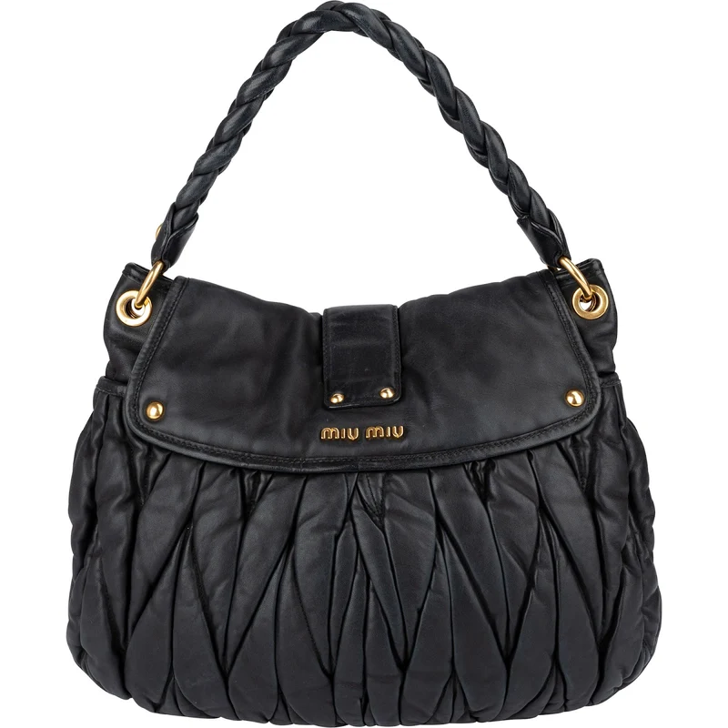 Miu Miu Matelassé Nappa Leather Coffer Hobo City Shoulder Bag