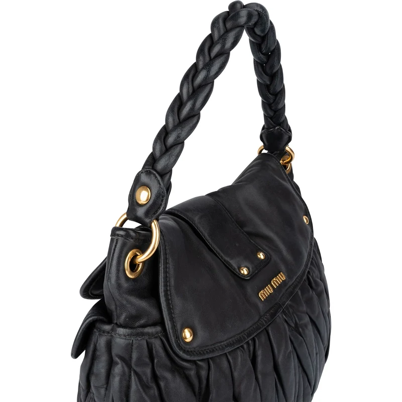 Miu Miu Matelassé Nappa Leather Coffer Hobo City Shoulder Bag