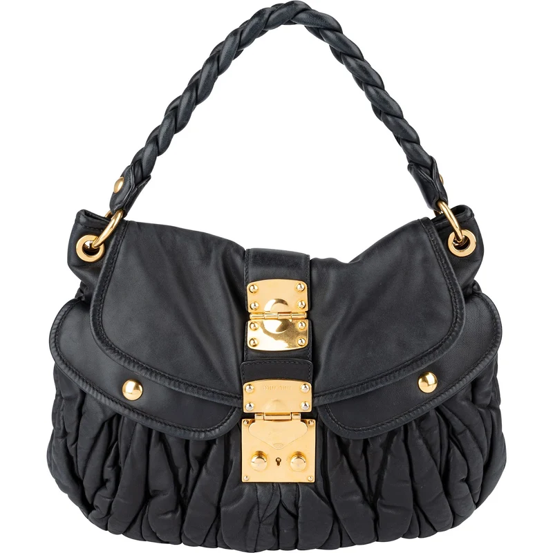 Miu Miu Matelassé Nappa Leather Coffer Hobo City Shoulder Bag
